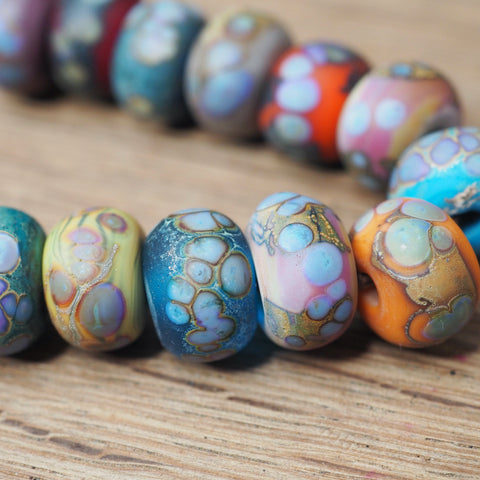 Handmade Lampwork Glass Beads - Silvered Fritty Beads