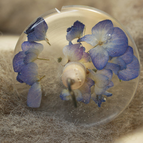 Botanical Top Whorl Resin Drop Spindle - 'Blue Hydrangea' 34g