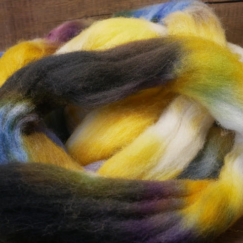 100g Hand Dyed Dorset Horn Wool Top for Handspinning or Felting - 'Autumn Walk"