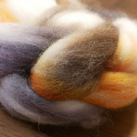 100g Hand Dyed Dorset Horn Wool Top for Handspinning or Felting - 'Owl'