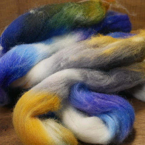 100g Hand Dyed Dorset Horn Wool Top for Handspinning or Felting - 'September Sky"